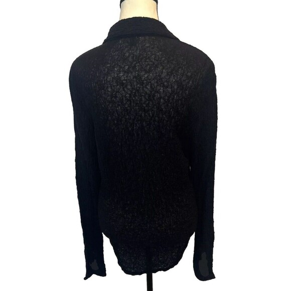 J. Jill Stretch BLACK Textured Multiple Snap Long Sleeve Top Tunic Sz Small - Picture 4 of 10